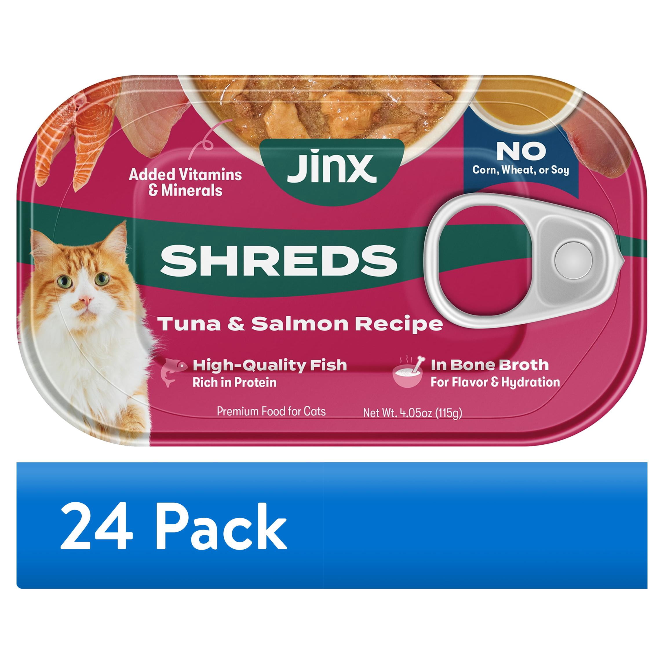 (24 pack) Jinx Tuna & Salmon Shreds Wet Cat Food, 4.05 oz Can