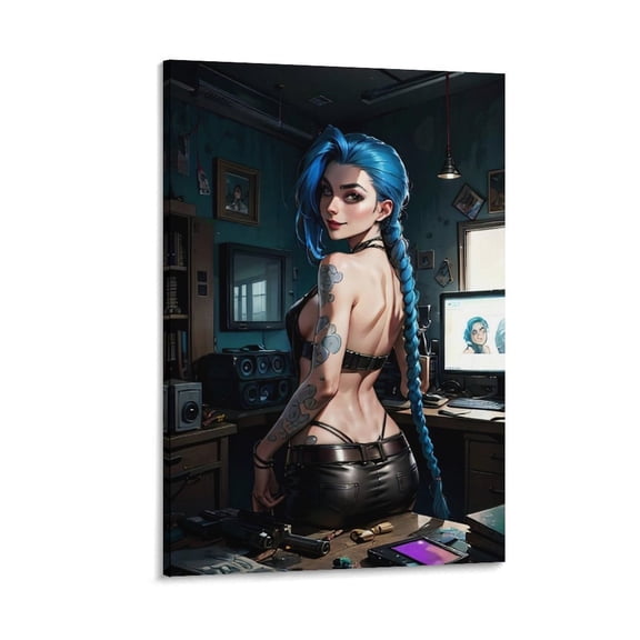 Jinx&Vi Anime TV Cool Posters Poster Cool Artworks Painting Wall Art Canvas Prints Hanging Picture Home Decor Posters Gift 12x18inch(30x45cm)