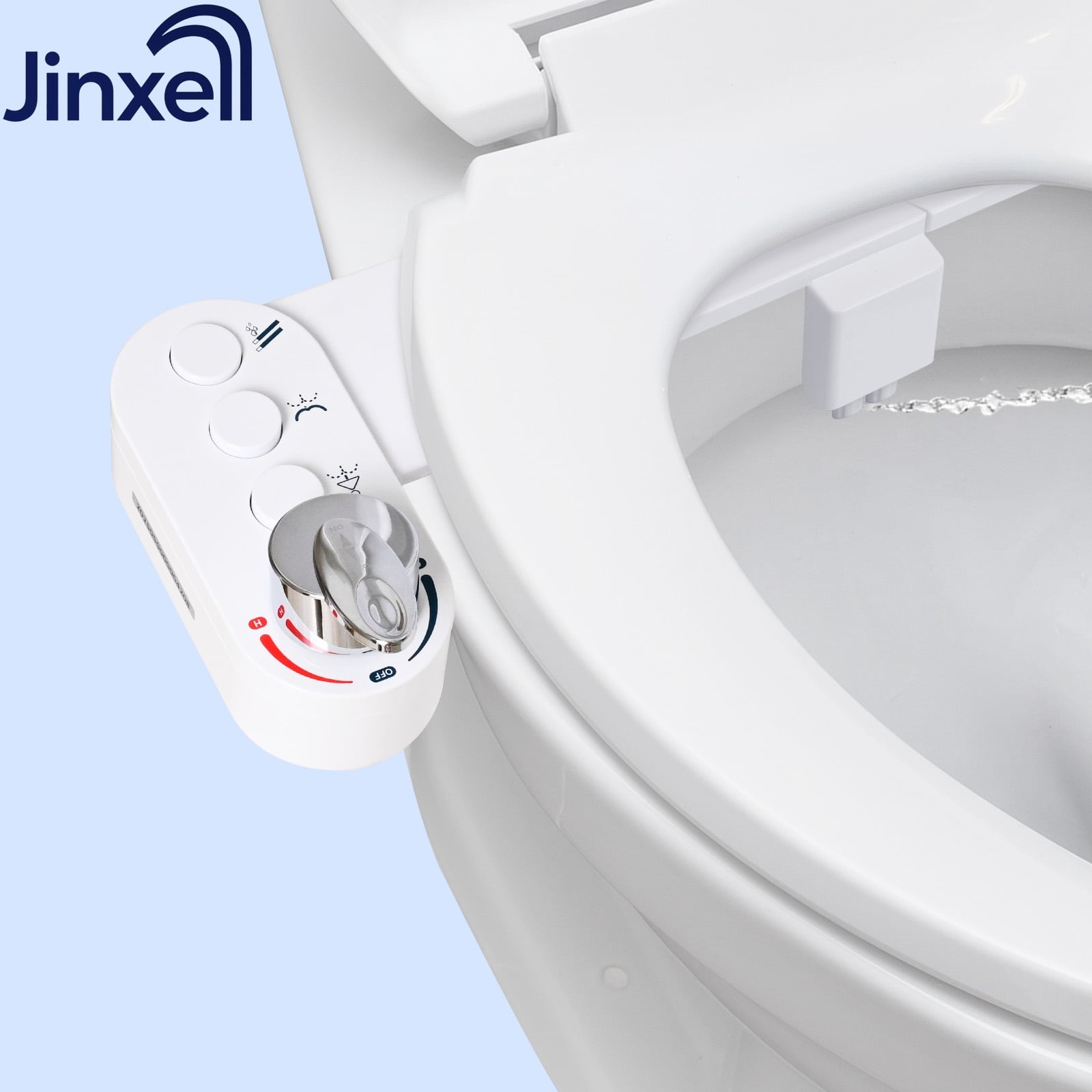 Jinxell Bidet Attachment for Toilet, Hot and Cold Water Spray Non-Electric Dual Nozzle for Frontal & Rear Wash, Adjustable Water Pressure Control, Self Cleaning Water Sprayer