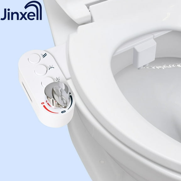 Jinxell Bidet Attachment for Toilet, Hot and Cold Water Spray Non-Electric Dual Nozzle for Frontal & Rear Wash, Adjustable Water Pressure Control, Self Cleaning Water Sprayer