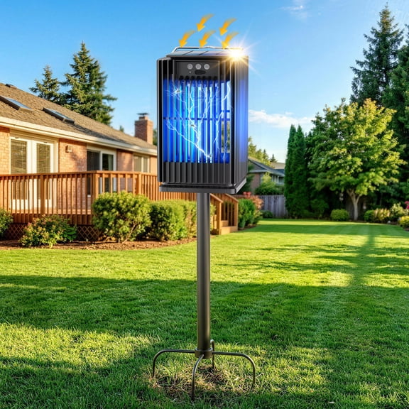 Jinyeda Solar Bug Zapper Outdoor, Rechargeable Mosquito Zapper 4200V with Auto-Sensing for Home, Patio, Backyard, Camping