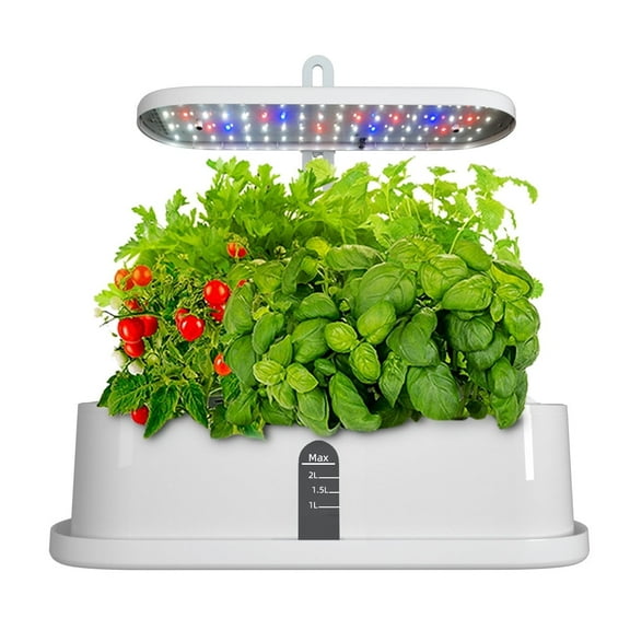 Jinyi 10 Pods Hydroponic Growing System Indoor Herb Garden with Grow Light Germination Starter Kit White