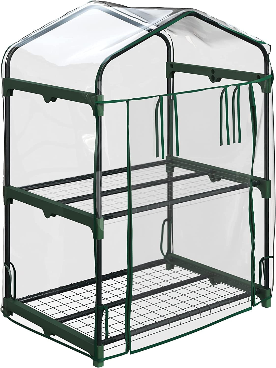 Jinyi 2 Tier Mini Greenhouse - Portable Greenhouse with Steel Frame and PVC Cover for Indoor or Outdoor - 27 x 19 x 37.5 Inch