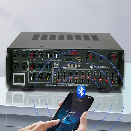 Jinyi 326BT/999BT 2000W Stereo Power Amplifier Karaoke FM USB SD AUX Remote, Home Theater Audio Stereo System Components, Receiver for Speaker
