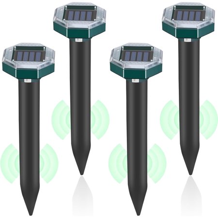 KingFurt 4PCS Advanced Chip Technology Solar Powered Wide Coverage Mole Repellent for Lawns-Gardens-Yards