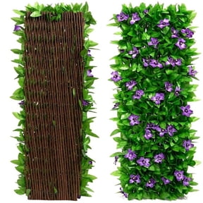 KingFurt Expandable Ivy Privacy Fence With Purple Orchid Flowers, 40 Ties Included, Artificial Ivy Garden Decoration For Balcony