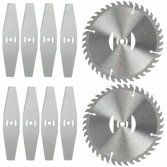 Jinyi Lawn Mower Grass Trimmer Blade,2pcs Round Saw Blades +8pcs Metal Blade