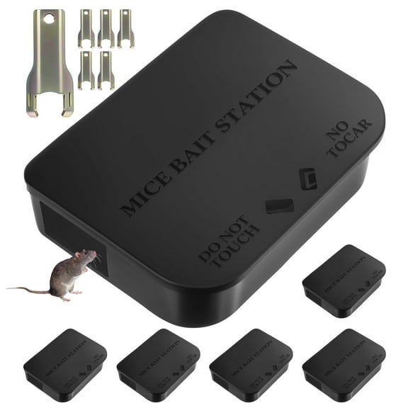 Jinyi Mouse Stations with Keys, 6-Pack Keys Included Kid & Pet Safe Design Trouble-Free Mouse Stations Easy-to-Use Keyless System