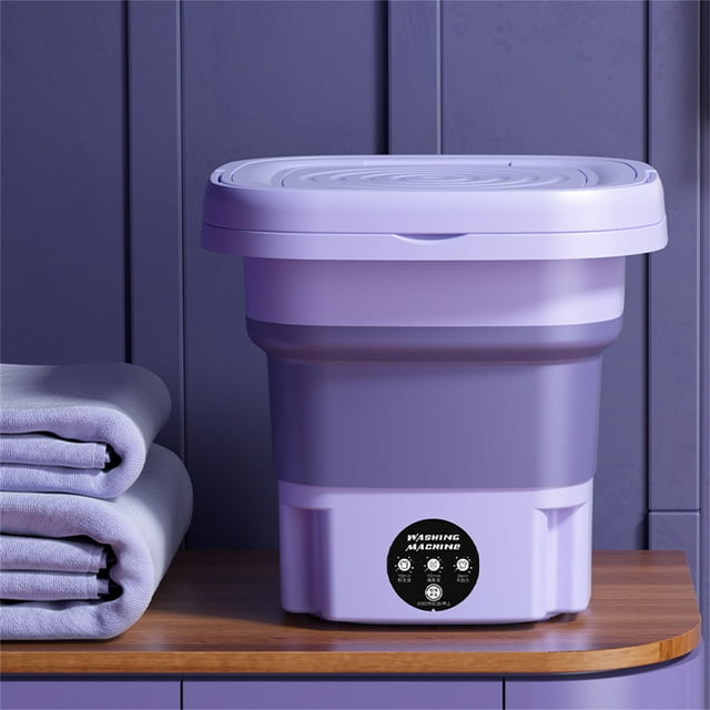 Jinyi Portable Washing Machine, 8L Foldable Mini Washing Machine, Folding Mini Small Washer For Baby Clothes, Underwear Or Small Items, Apartment, Dorm, Camping, RV Travel Laundry-Purple