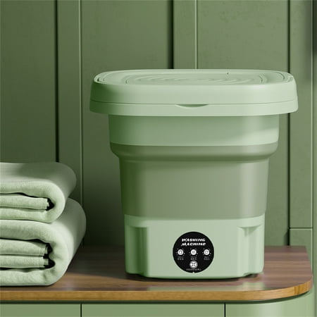 Jinyi Portable Washing Machine, 8L Foldable Mini Washing Machine, Folding Mini Small Washer For Baby Clothes, Underwear Or Small Items, Apartment, Dorm, Camping, RV Travel Laundry-Green
