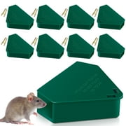 Jinyi  Secure Mouse Bait Station Multiple Keys & Reusable Design Triangle Construction Pet Safe For Indoor and Outdoor Rodent Control Green