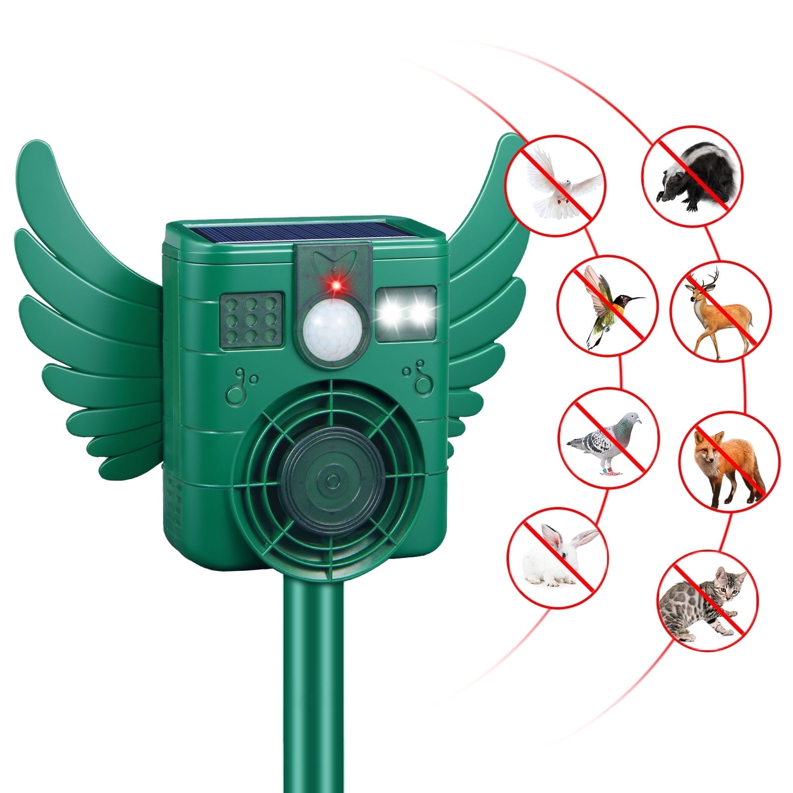 KingFurt Solar Animal Repellent,Cat Repellent Outdoor Ultrasonic Control, Squirrel Deer Repellent Deterrent Motion Detection with IP66 Waterproof, for Garden Farm Yard