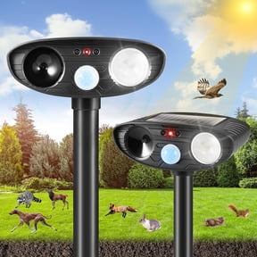 JINYI Solar Animal Repellent with Ultrasonic Technology, 2Pcs-Black