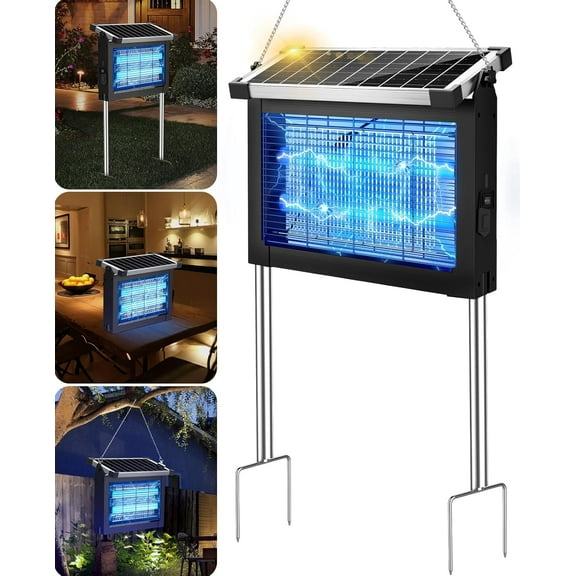 Jinyi Solar Bug Zapper, Outdoor Mosquito Zapper, Waterproof Fly Zapper for Patio Yard Home Garden Camping