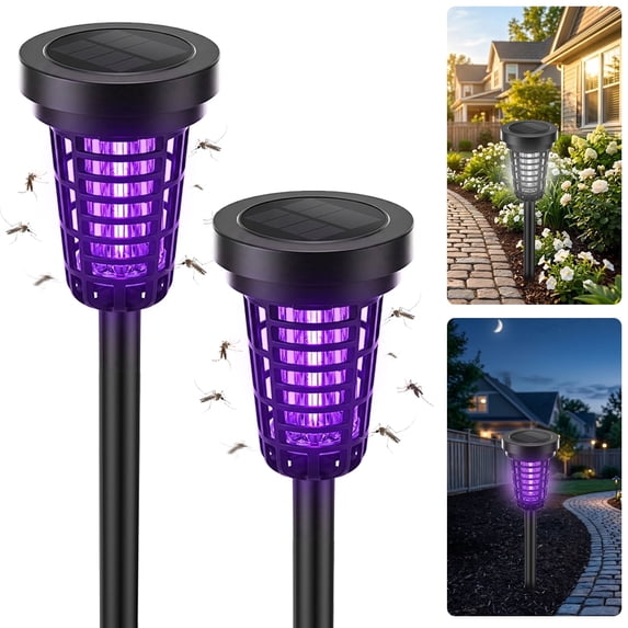 Jinyi Solar Insect Killer, Bug Zapper Torch with LED , Area Bug Zapper,Mosquito Repellent Outdoor for Patio-2pcs