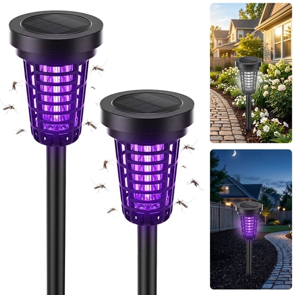 Jinyi Solar Insect Killer, Bug Zapper Torch with LED , Area Bug Zapper,Mosquito Repellent Outdoor for Patio-2pcs