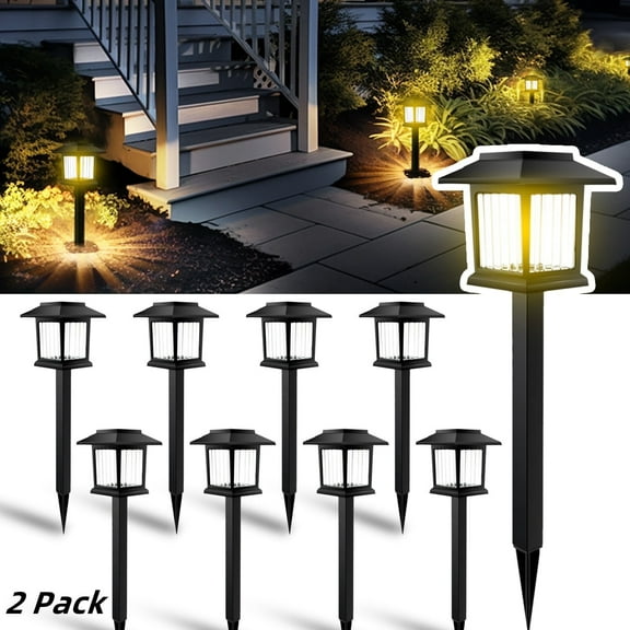 Jinyi Solar Lights Outdoor,2 Pack Warm Light Waterproof Auto On/Off Solar Pathway Lights for Your Garden Landscape Path Patio Driveway Walkway Decor