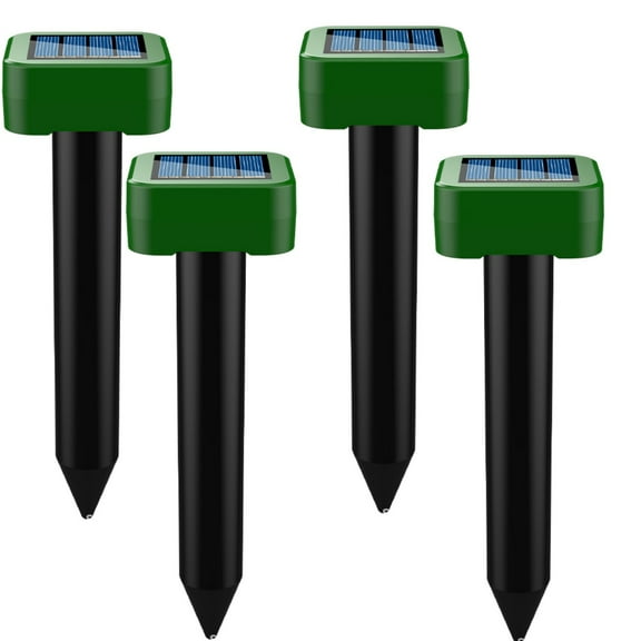 Jinyi Solar Mole Repellent, 4Pack Ultrasonic Animal Repellent Outdoor Solar Powered Waterproof Sonic Burrowing Mole Deterrent Stake for Mole Snake for Yard Lawns