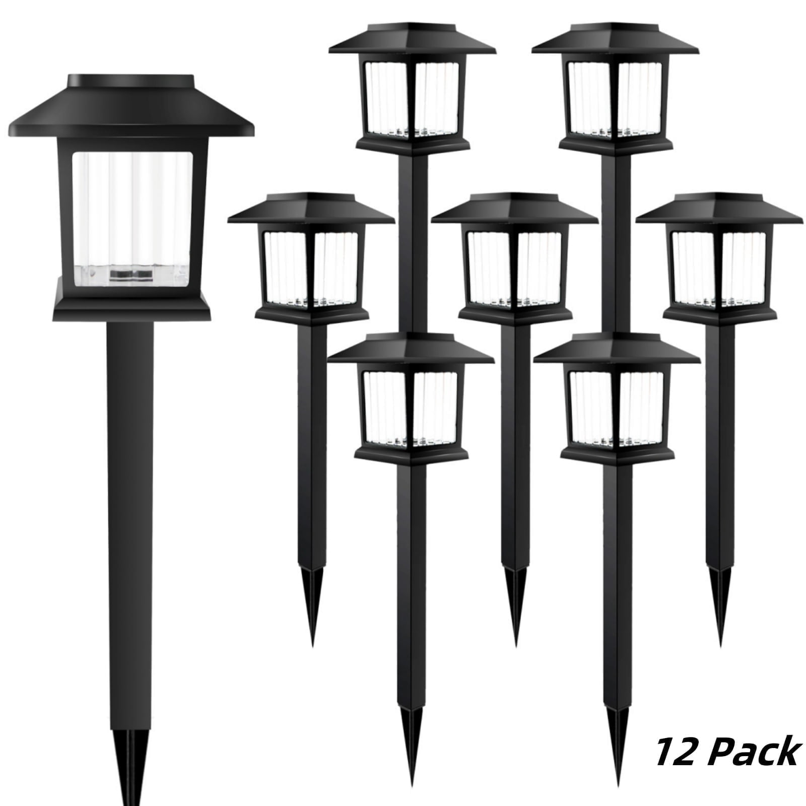 Jinyi Walkway Solar Lights Outdoor, 12 Pack White Light LED Waterproof Solar Outdoor Lights Outside Garden Landscape Walkway Path Yard Lawn Decor