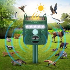JINYI Ultrasonic Animal Repeller, Motion Activated and Blinking LED Light 2 in 1 Outdoor Repellent