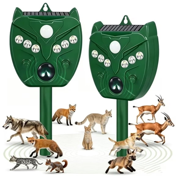 KingFurt Ultrasonic Animal Repellent: Outdoor Solar Animal Repeller with PIR Sensor & 6 Red/White Strobe Lights - Deer, Raccoon, Rabbit, Squirrel, Bird Deterrent