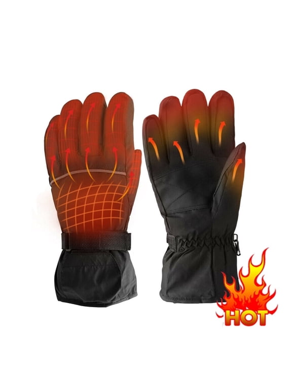 Motorcycle Gloves,Soft Velvet Heated Gloves for Men Women with 2x DC Battery Case, Black, One Size Waterproof Heated Gloves for Motorcycle,Skiing
