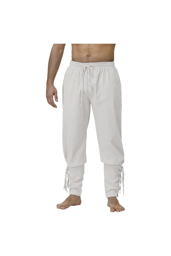 Jinyu Men'S Ankle Banded Pants With Drawstrings Solid Pants