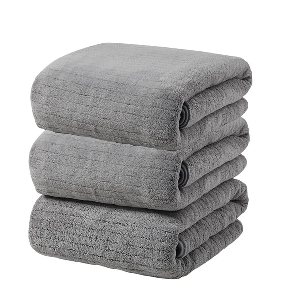 Jioakfa 3 Pack Extra Large Bath Towel Sheet Set, Oversized Bath Sheet Towels For Adults Soft Highly Absorbent Quick Dry Towels Set For Bathroom Hotel Spa, Shower, Washroom, Gray 30*14Inch