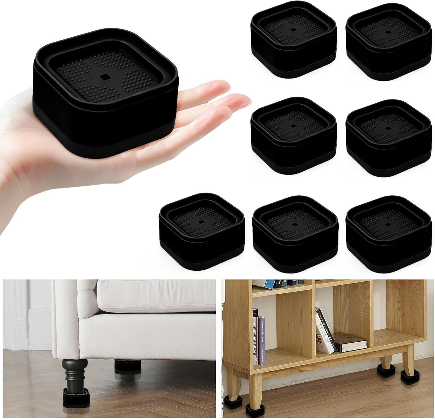 Jioakfa 8 Pack Furniture Risers, Adjustable Bed Risers Heavy Duty ...