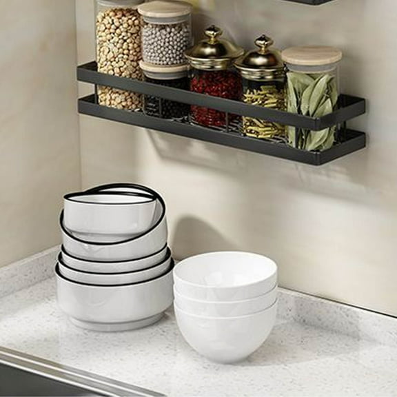 Jioakfa Black Spice Rack Wall Mounted, Pantry Door Organizer & Hanging Storage Baskets Organizer Wall Mount, Large Capacity Metal Spice Shelf For Kitchen Cabinet, Bathroom, Shower, Home Decor