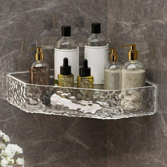 Jioakfa Clear Acrylic Corner Shower Caddy Shelf - Wall Mounted Bathroom Shelves For Glass/Tile/Smooth Walls, Space Saving Storage Organizer For Shower, Kitchen, Bedroom & Toilet Corner Clear