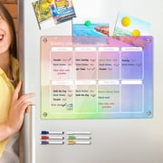 Jioakfa Clear Dry Erase Weekly Calendar For Fridge Reusable Blank Transparent Weekly Planner,Meal Planning Board,Notes List Board Sticks To Wall And Glass Multicolor Size