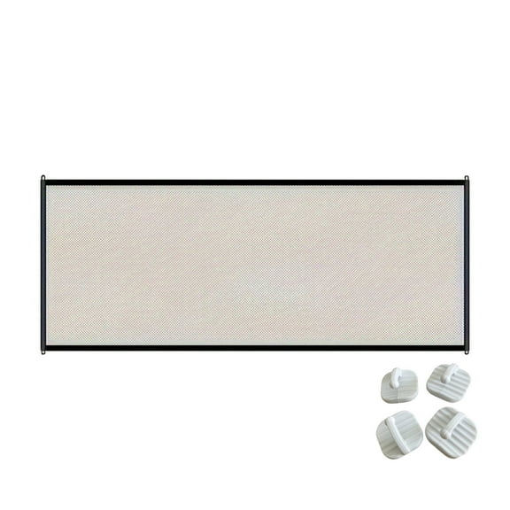 Jioakfa Dog Gates For House, Hideaway Short Dog Puppy Gate - Retractable Mesh Security Fence, Portable Folding Pet Gates - Ideal For Stairs & Doorways Black M