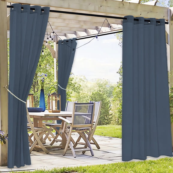 Jioakfa Fade Resistant Waterproof Outdoor Curtains For Patio 84 Inch Long, Grade 4 Color Fastness Fade-Proof Weatherproof Porch Outside Curtains, Thermal Uv Protection Sun Shades For Porch Navy