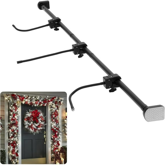 Jioakfa Front Door Garland Hanger For 59"-67" Width Doors, Adjustable No Nails Or Screws Needed, Won'T Damage The Door, Suitable For Christmas Decoration Hangers, Wreaths, Colourful Lights 59"-67"