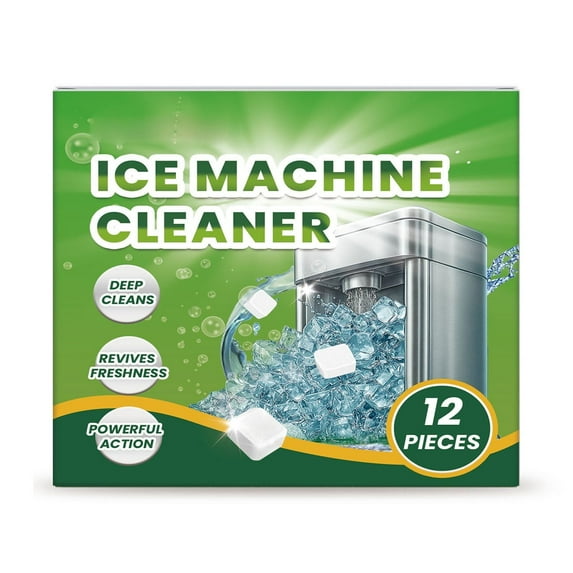 Jioakfa Ice Machine Cleaner Tablets Descaler (12 Pack) – Nickel-Safe Countertop Portable Commercial Ice Maker Cleaning – Remove Hard Water Buildup, Odor-Free, Crystal Clear Ice 12 Count