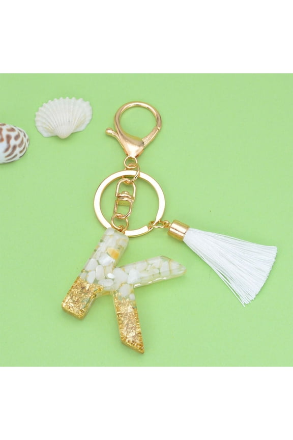 New White Tassel Letter Key Chain Crystal Drop Pendant able Bag Key Chain K