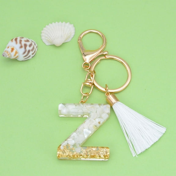 Jioakfa New White Tassel Letter Key Chain Crystal Drop Pendant able Bag Key Chain Z
