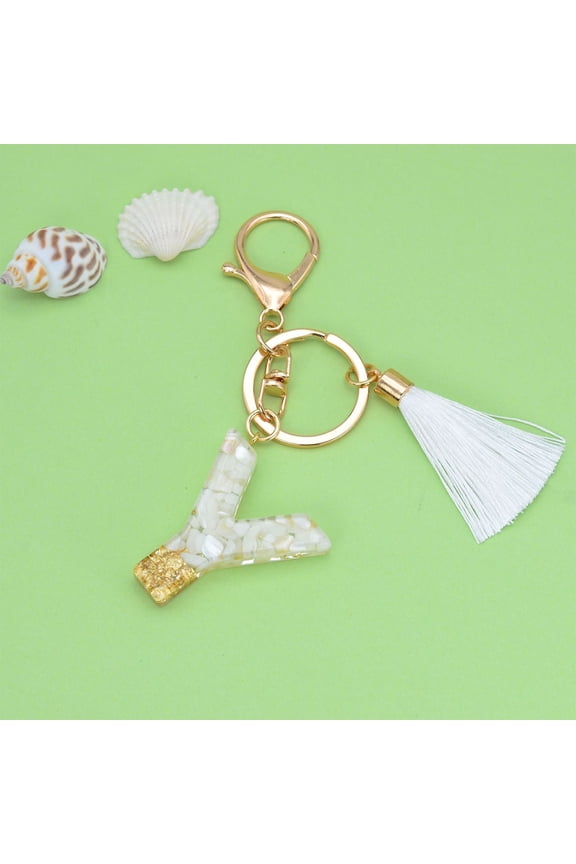 New White Tassel Letter Key Chain Crystal Drop Pendant able Bag Key Chain