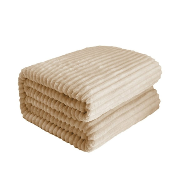 Jioakfa Ultra-Soft Fuzzy Faux Striped Plush Throw Blanket - Thick, Warm Sherpa For Couch, Sofa, Bedroom, Camping - Decorative Blanket For Warmth,All Season Use Khaki 40*28Inch