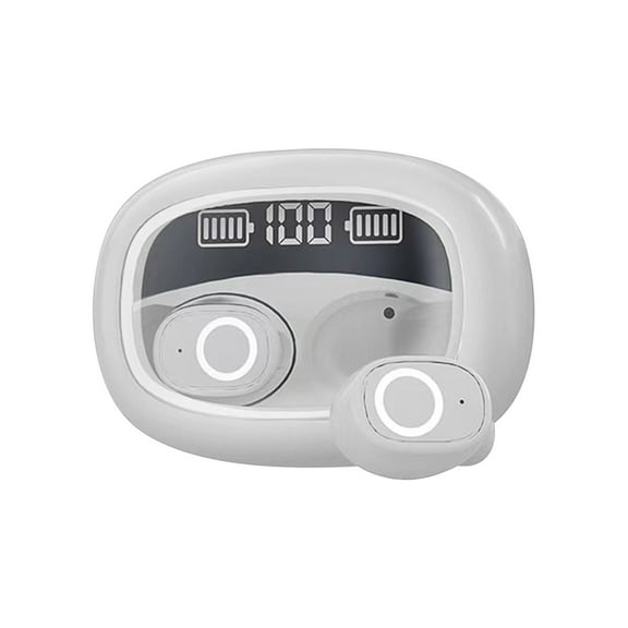 Jioakfa Wireless Earbuds Mini Ear Buds Bluetooth Headphones 5.3 Bluetooth Headsets Light-Weight Earphones With Microphone Charging Case Display For Tv Phone Pc Laptop White Size
