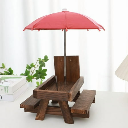 Jioakfa Wooden Squirrel Feeder With Umbrella Squirrel Table Feeder With Sturdy Squirrel Feeder Squirrel Picnic Table Feeder Sturdy With Solid Structure Easy To Install Multicolor Free Size