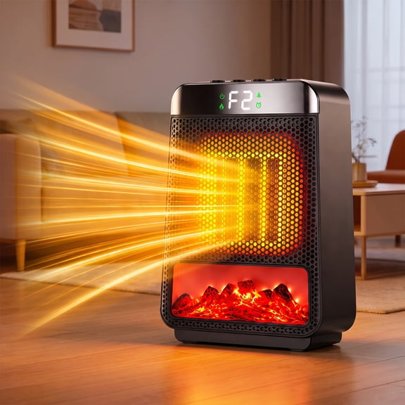 Jionchery Space Heaters for Inside, Fast Heating with 70 Wide-Angle, Fireplace Heater with 3D Flame Ambient Light & 4-Setting Timer, Safe Quiet Electric Heater for Room Office