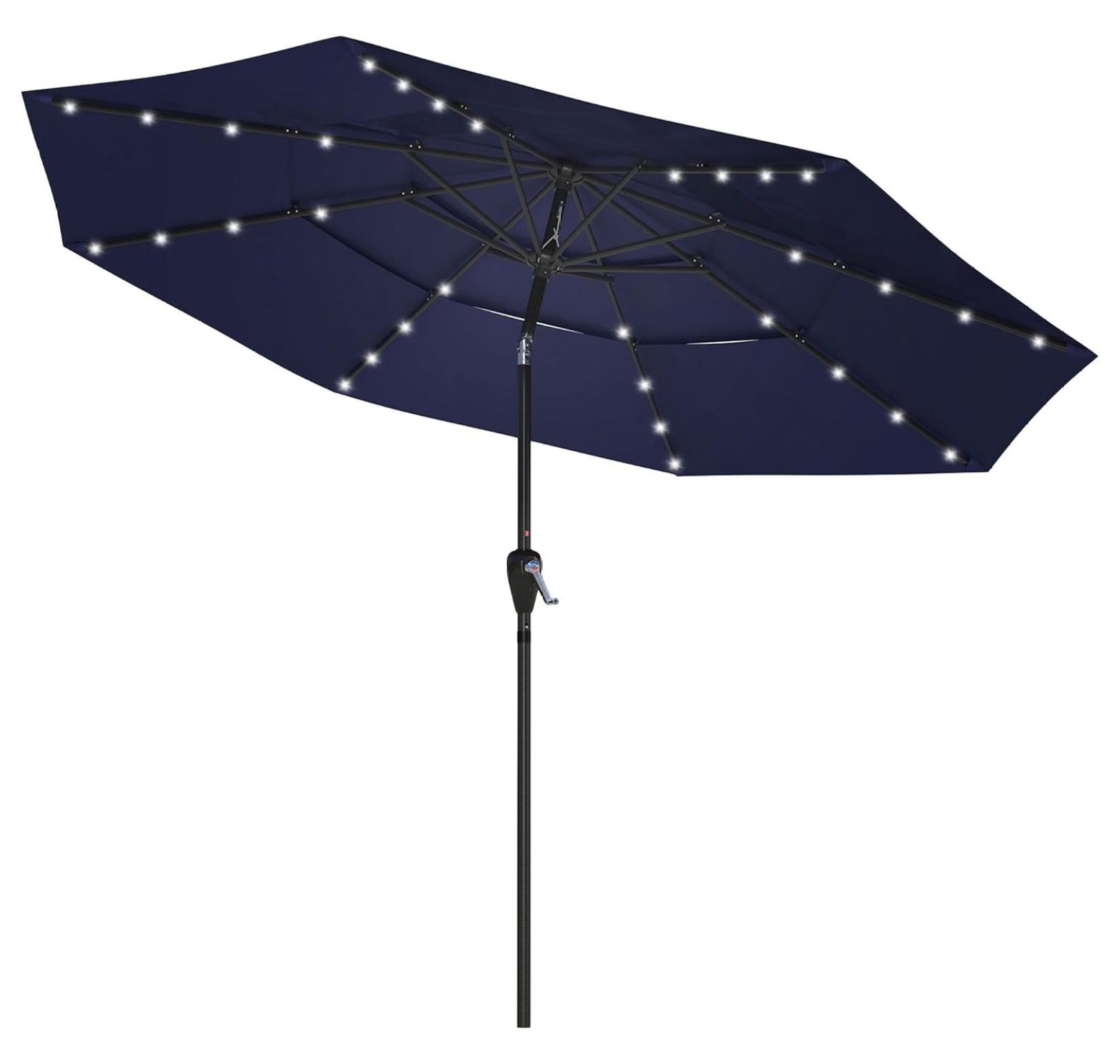 Jiowenm 11ft Patio Umbrella with Solar Lights 3Tiers Outdoor Table
