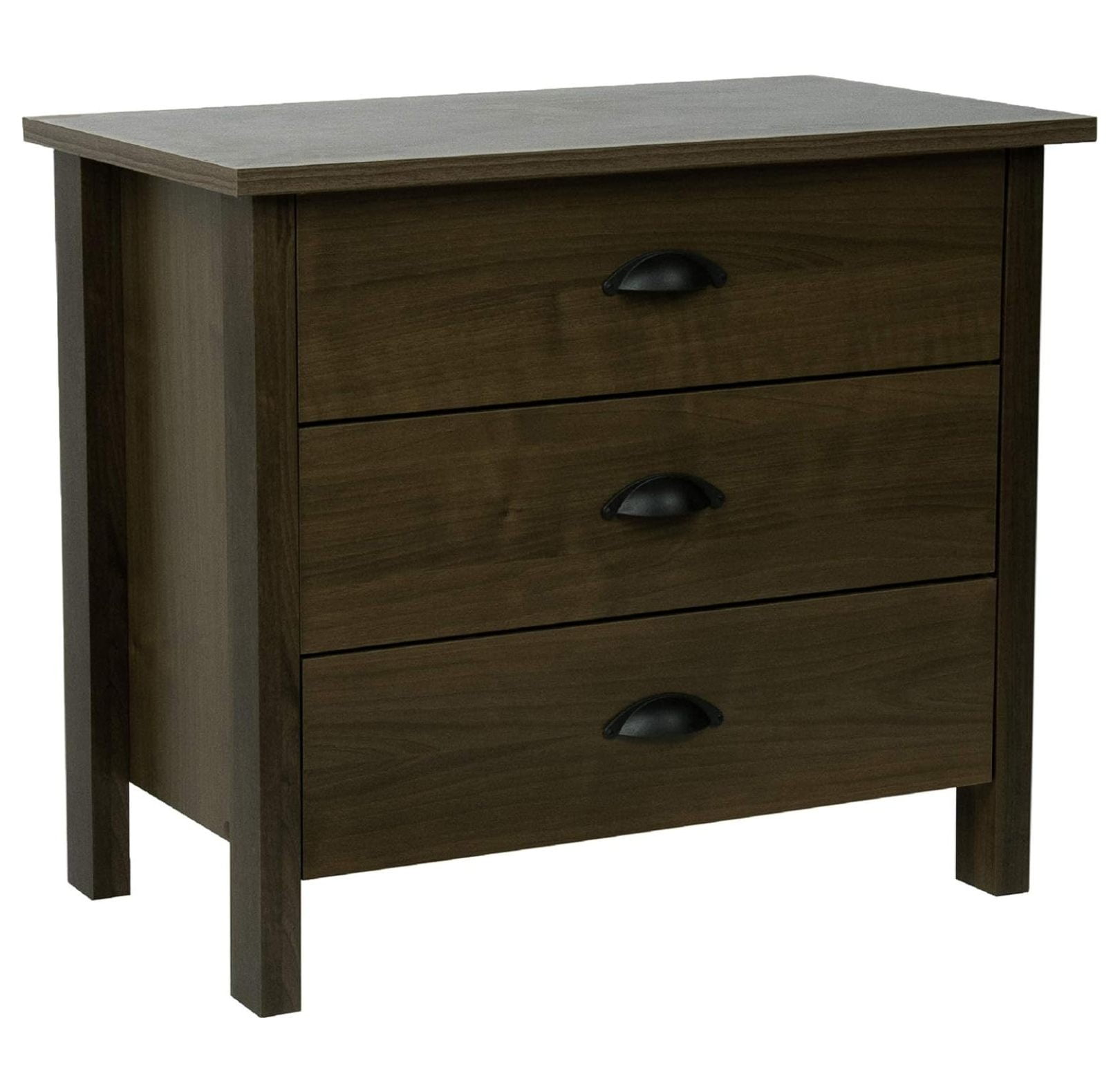 Walnut 3-Drawer Modern Laminated Chest