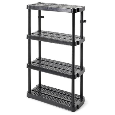 Jiowenm 4-Tier Medium-Duty Home and Garage Storage Organizer Shelves, 54.5" H x 32.0" W x 14.0" D, Black
