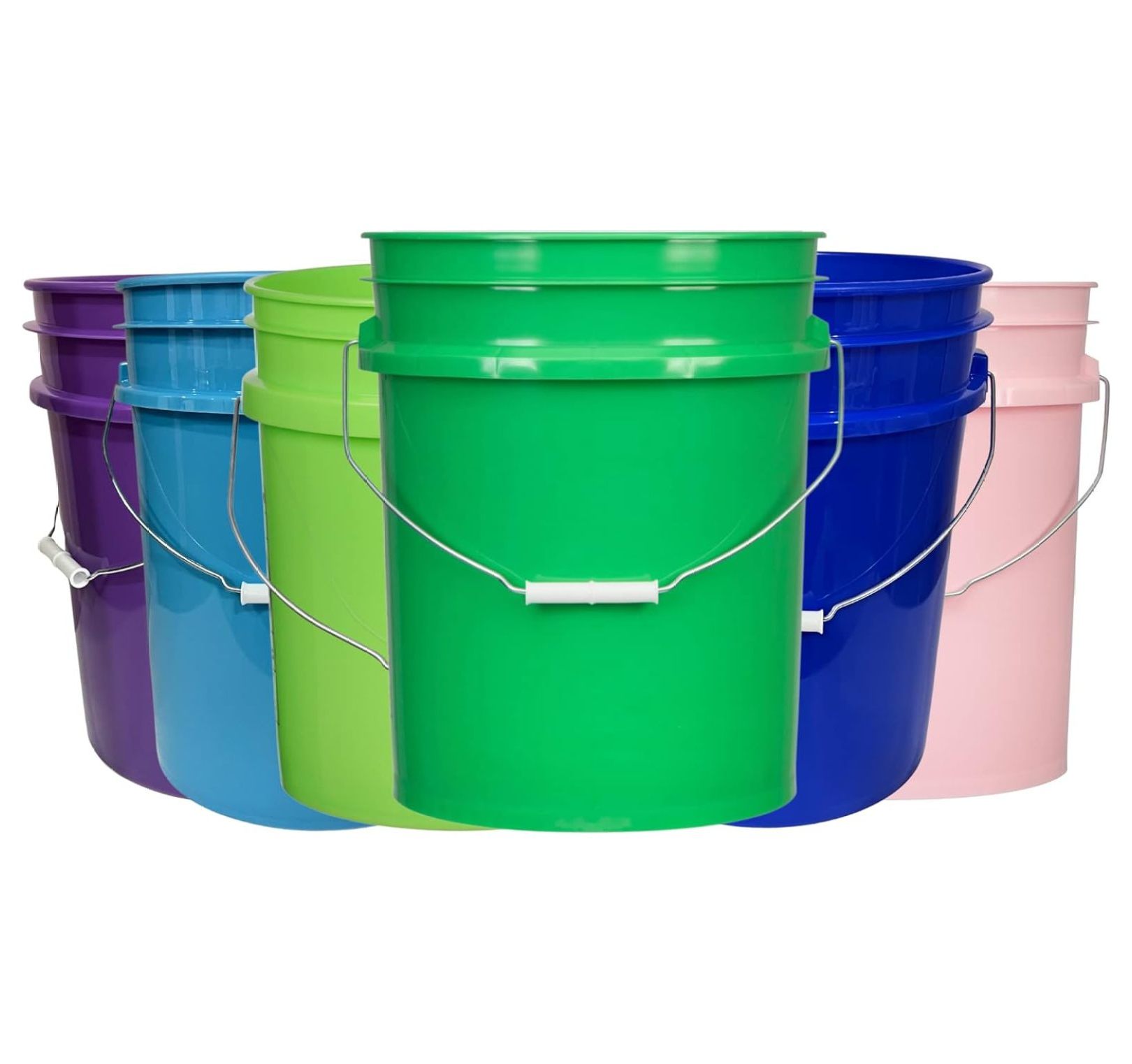 Jiowenm 5 Gallon Food Storage Grade Plastic Bucket Made in USA (Pack