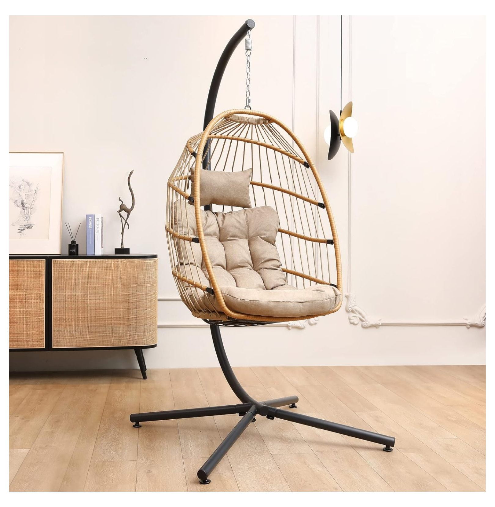 Jiowenm Hanging Egg Chair with Stand, Egg Swing Hammock Chair with
