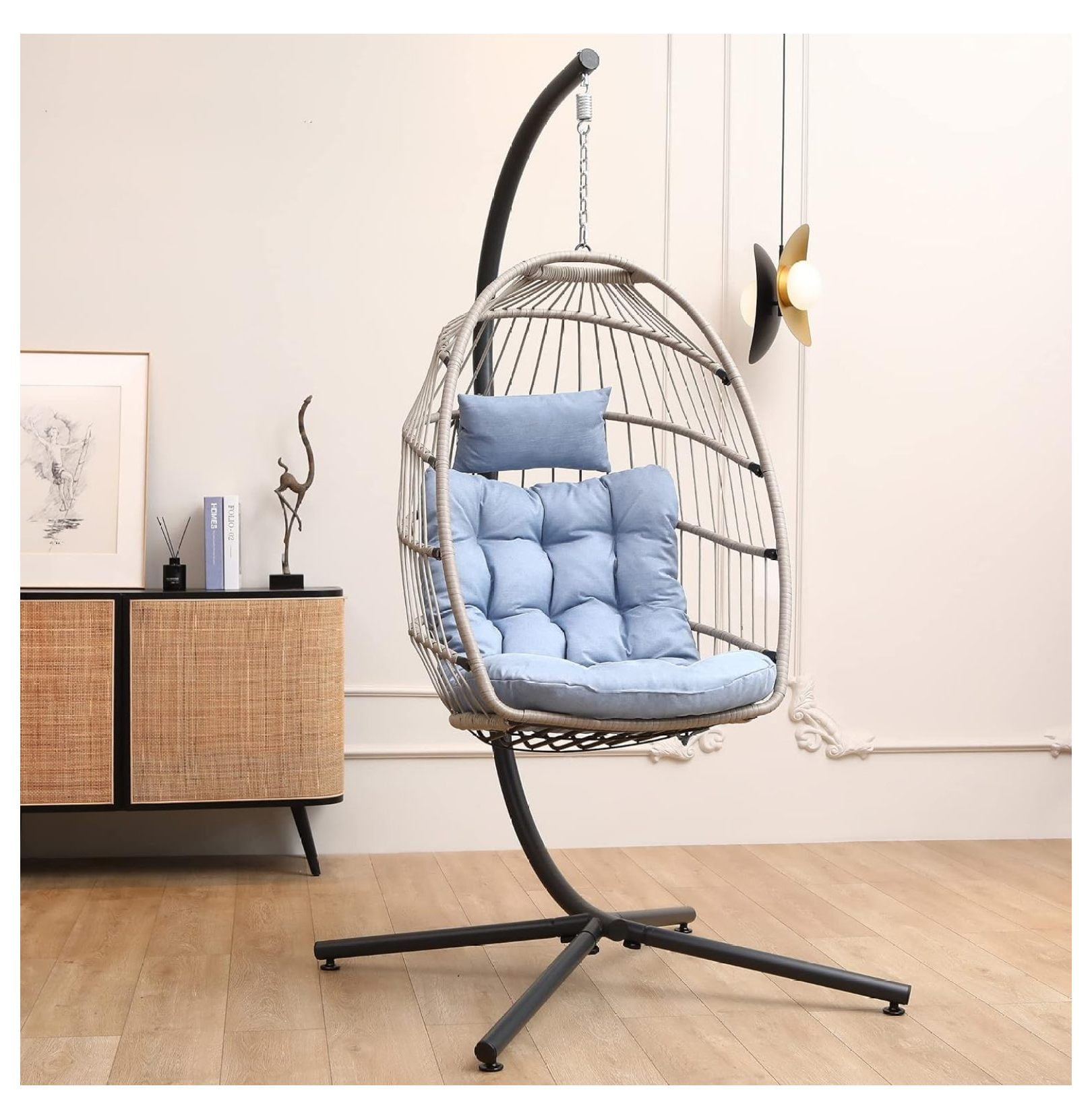 Jiowenm Hanging Egg Chair with Stand, Egg Swing Hammock Chair with