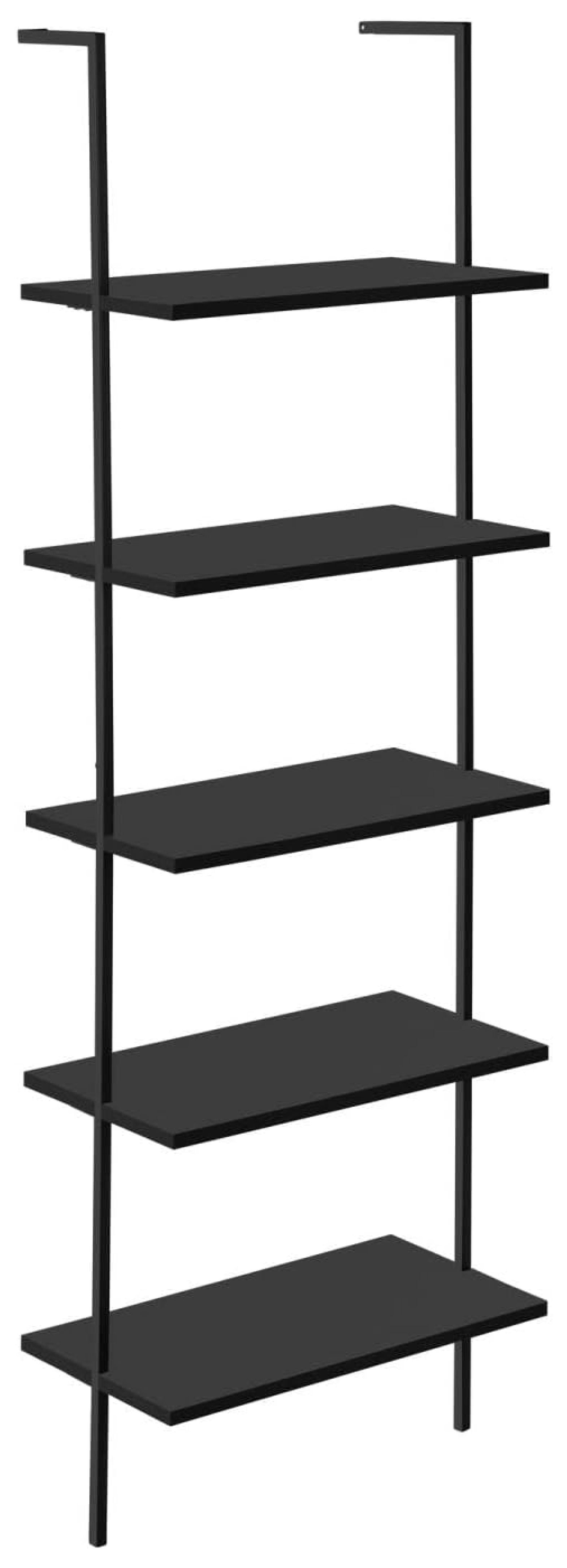 Black Metal 5-Tier Ladder Bookshelf